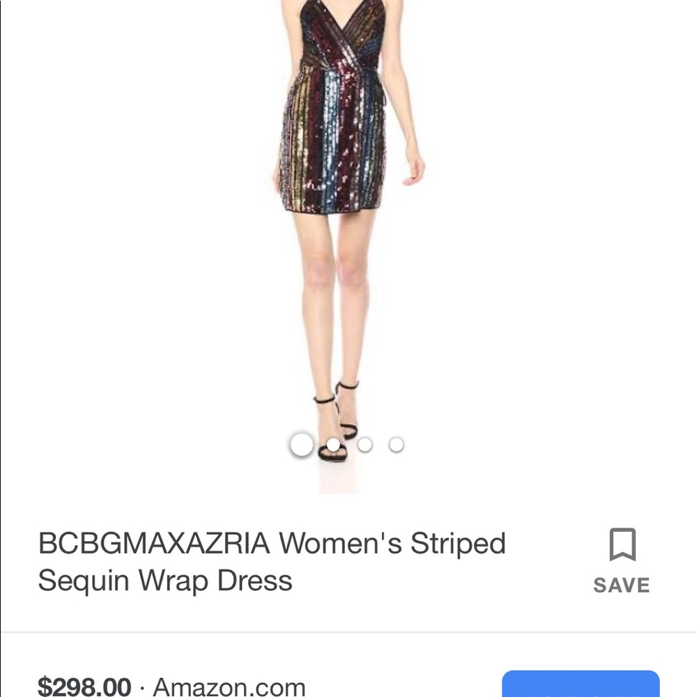 Bcbgmaxazria women’s striped sequins wrap dress